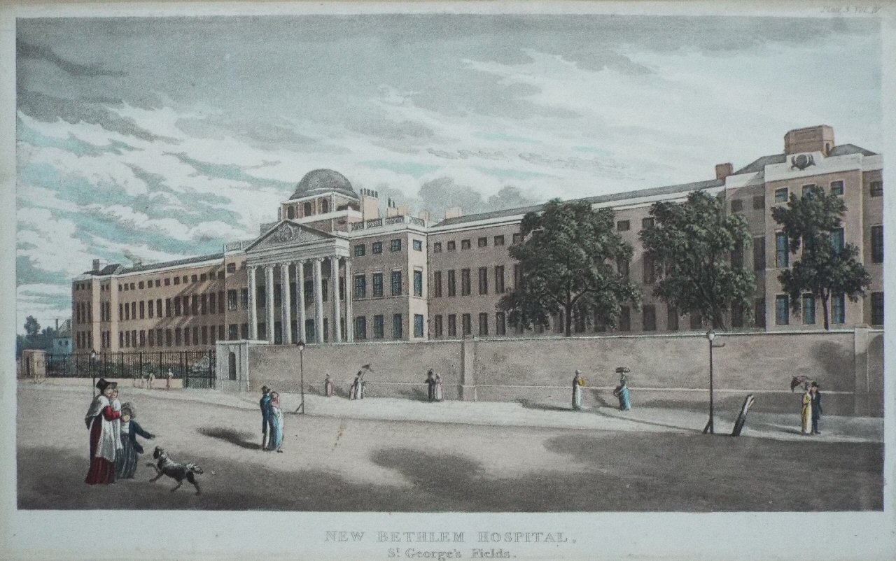 Aquatint - New Bethlem Hospital, St. George's Fields